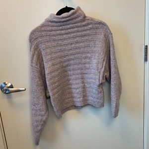 Prologue Funnel Neck Dusty Purple Ribbed Wool Sweater - XS